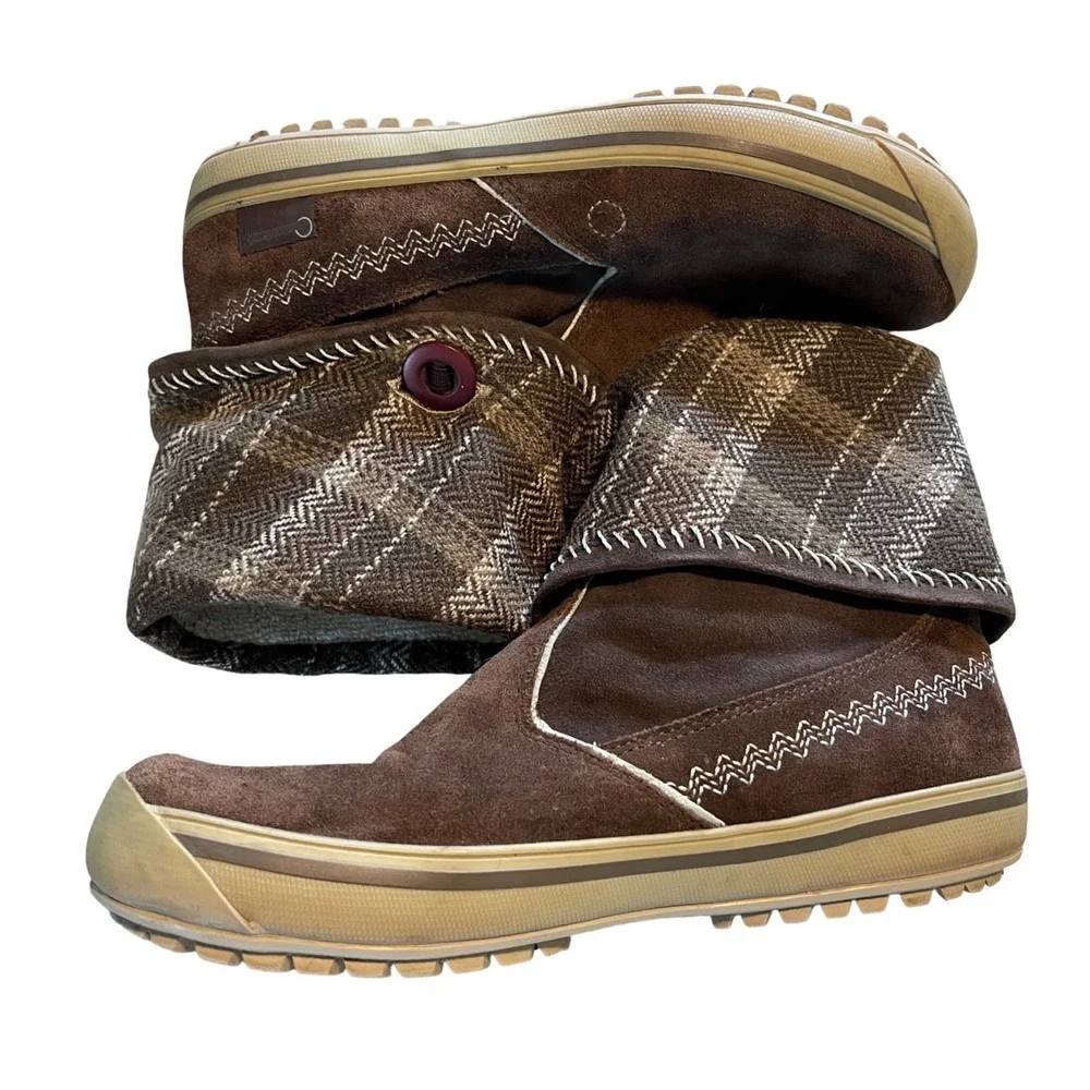 Timberland Smartwool Boots Womens 9 Brown Plaid Suede Cabin Gorpcore 24620